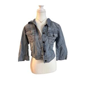 Lucky Brand Light Weight 100% Cotton Y2K Denim Jacket With Cute Detailing Size M